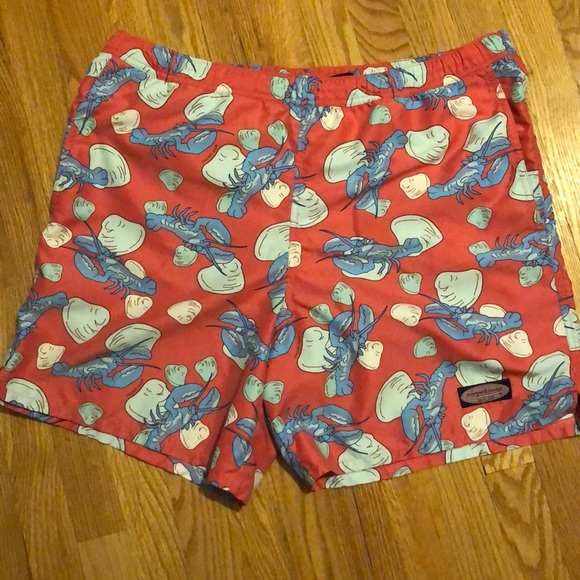NWT Men’s Crab Vineyard Vines Swim Chappy Trunks Size Small S Red NEW Shorts